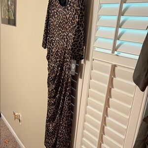 Vince Camuto Leopard Print Midi Dress